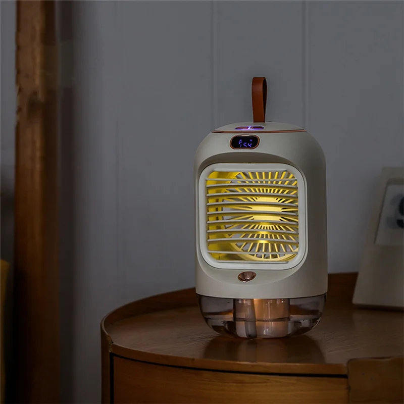 AB45 Portable Air Conditioner Electric Fan USB Water Mist Fan Humidifier Air Cooler Fan With LED Light