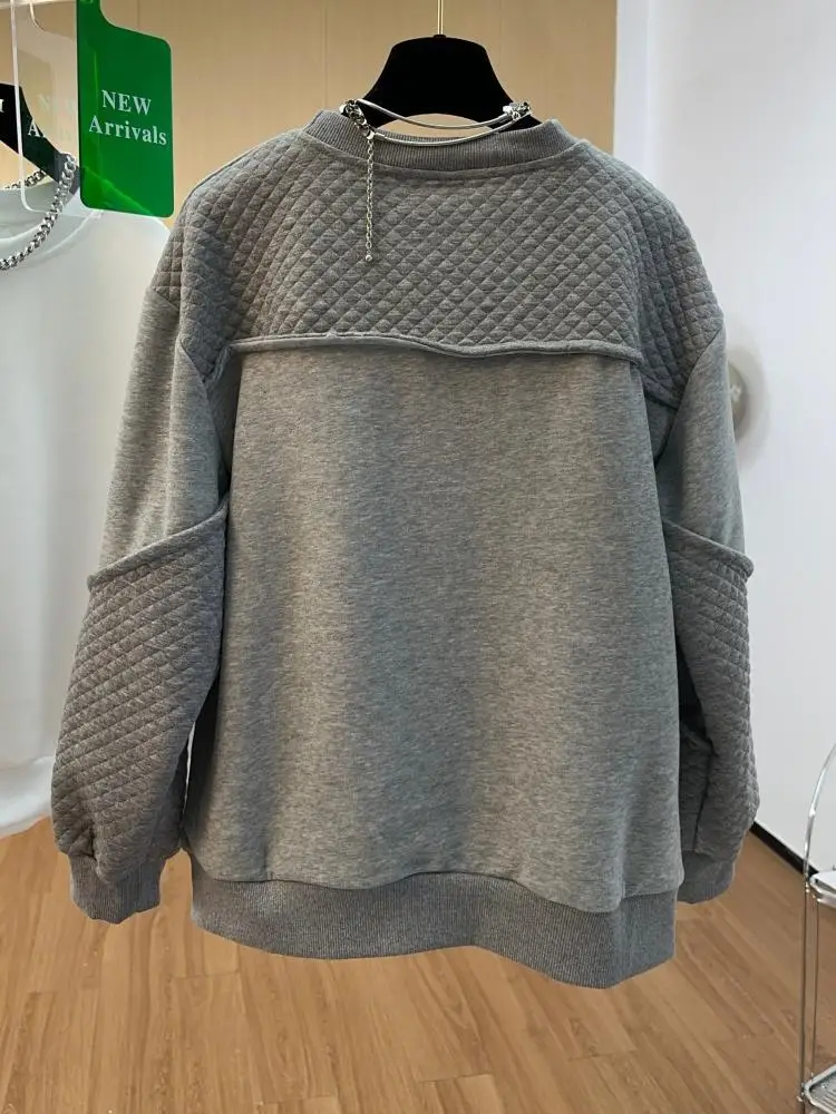 Nomikuma-Sudadera de retales para mujer, Jersey informal de manga larga, moda coreana, otoño e invierno, 2023