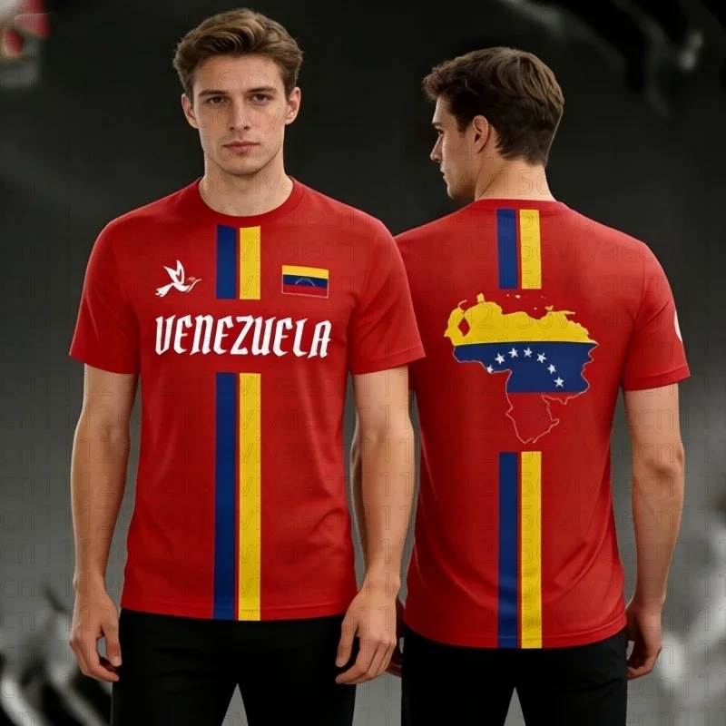 

Venezuela Flag Print Jersey Summer Men's Football Training Apparel Youth Outdoor Sports Breathable Quick Drying Family Kids Tees