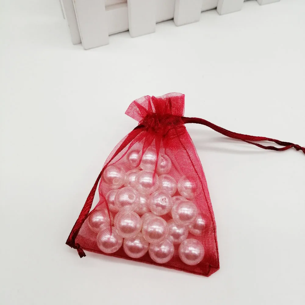 100pcs Organza Wine Red Burgundy Gift Bags Organza Pouch Bag Drawstring Pouch Gift Bag for Jewelry Storage Packaging Sachet Bags