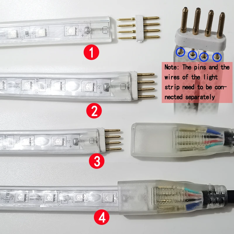 EU Power Plug RGB LED Strip 1000W IR Remote Controller 220V 16 Color Lights 4PIN 11MM Connector 5050 Remote Control 24Keys RGB