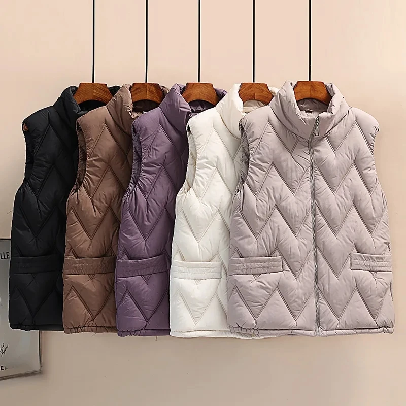 2024 neue Puff weste Frauen Winter ärmellose Puffer jacke Frauen warme Baumwoll jacke Weste Strickjacke koreanische Mode Mäntel Kleidung