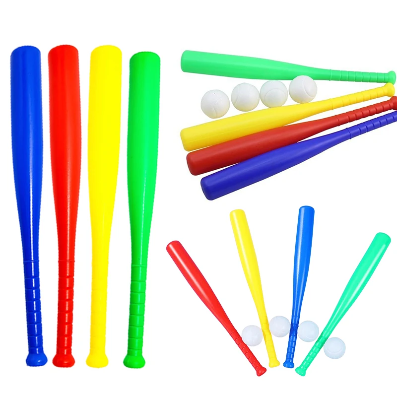 

2PCS/Pack Plastic Baseball Set Blue Red Yellow Green Bat with Ball Outdoor Fun Baseball Training Sport Games Boy Girl Favors ZYF