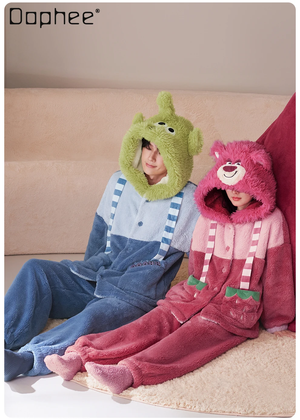 

Cartoon Long Nightgown Women's Winter Coral Fleece Thermal Pajamas Cute Loungewear Robes Bathrobe Sleepwear