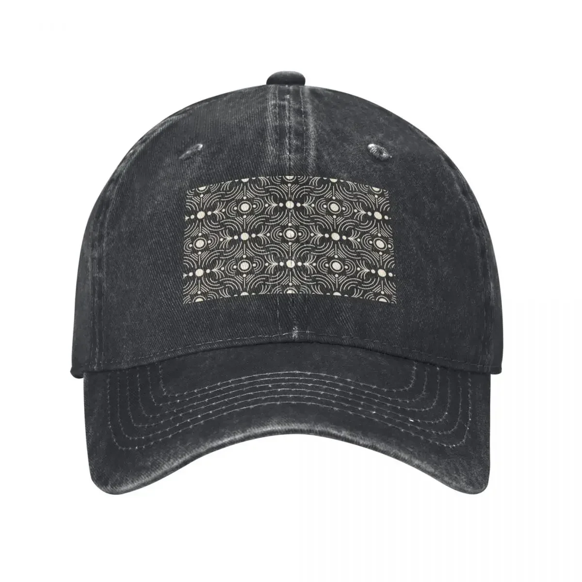 

Boho Mud Cloth - Geometric Abstract Minimalist Geometric Lines & Dots - Black & White Baseball Cap