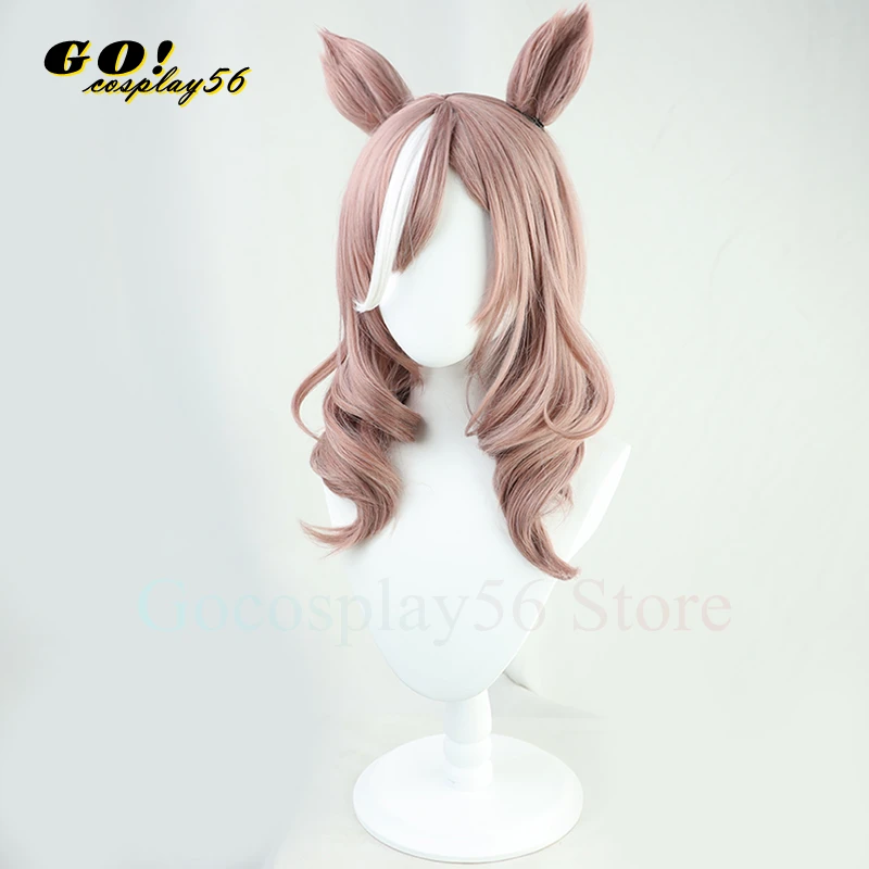 Peluca de Cosplay Derby Matikanetannhauser para mujeres y niñas, cola de orejas, pelo largo y rizado ondulado, nuevo juego de rol de Idol