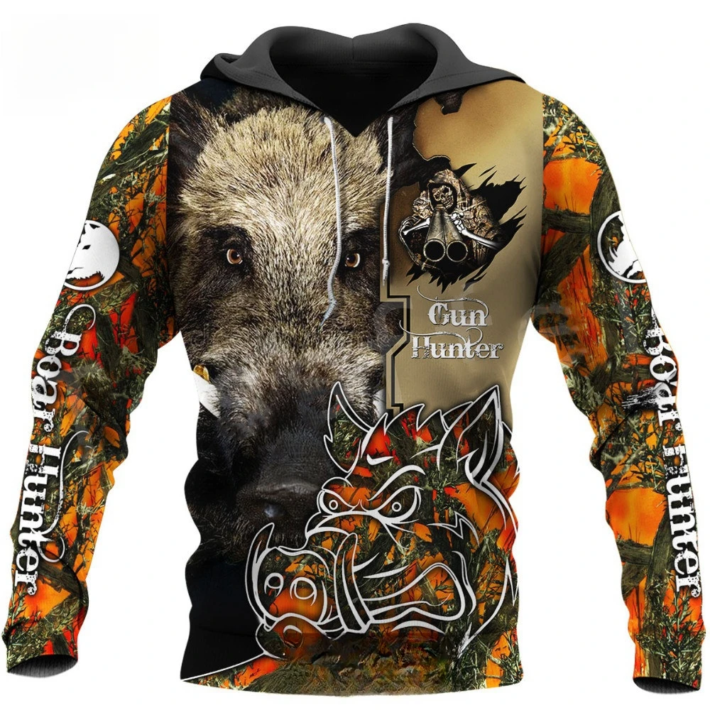 Boar Hunting Orange Camo 3D Printed Jacket Men men Harajuku Hoodie Unisex Casual Streetwear Sweatshirt Pullover Tops Hoodie