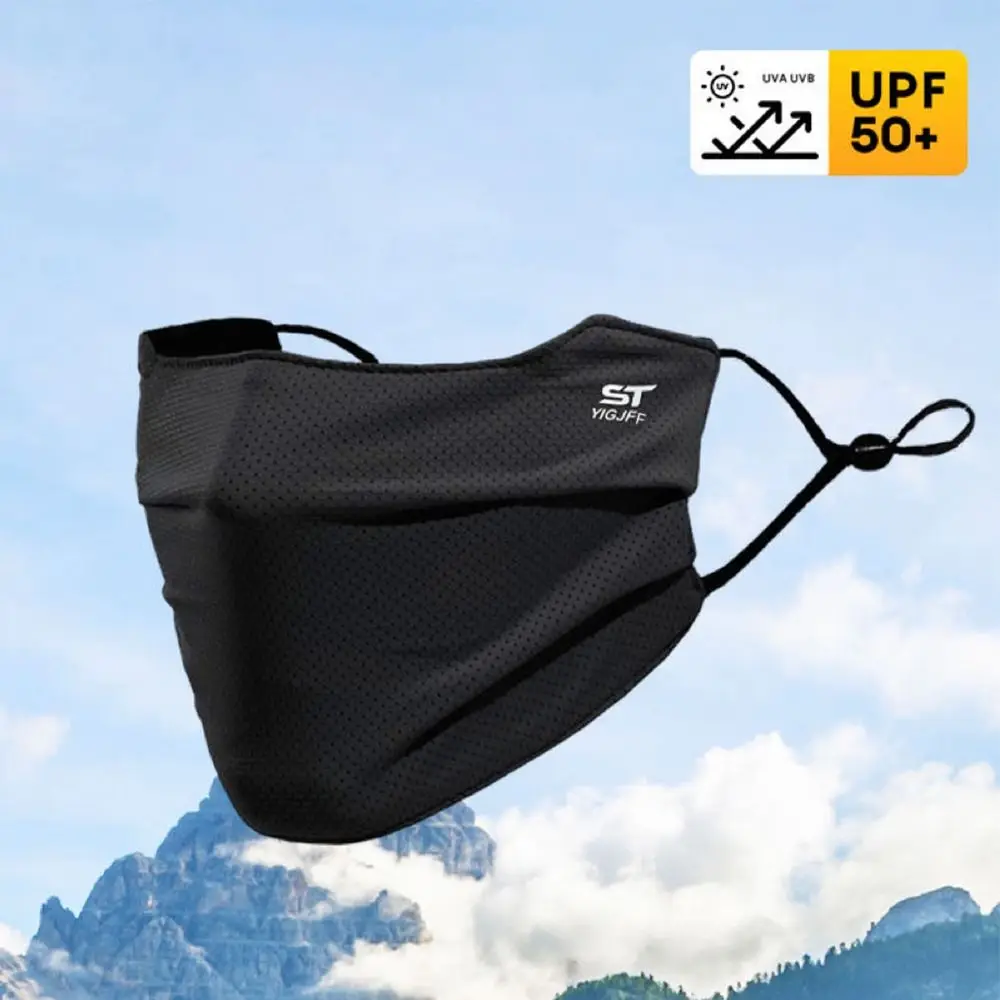 Nylon Face Cover Sun Protection Face Mask Reusable Breathable Ice Silk Face Mask Washable Solid Color Sunscreen Mask