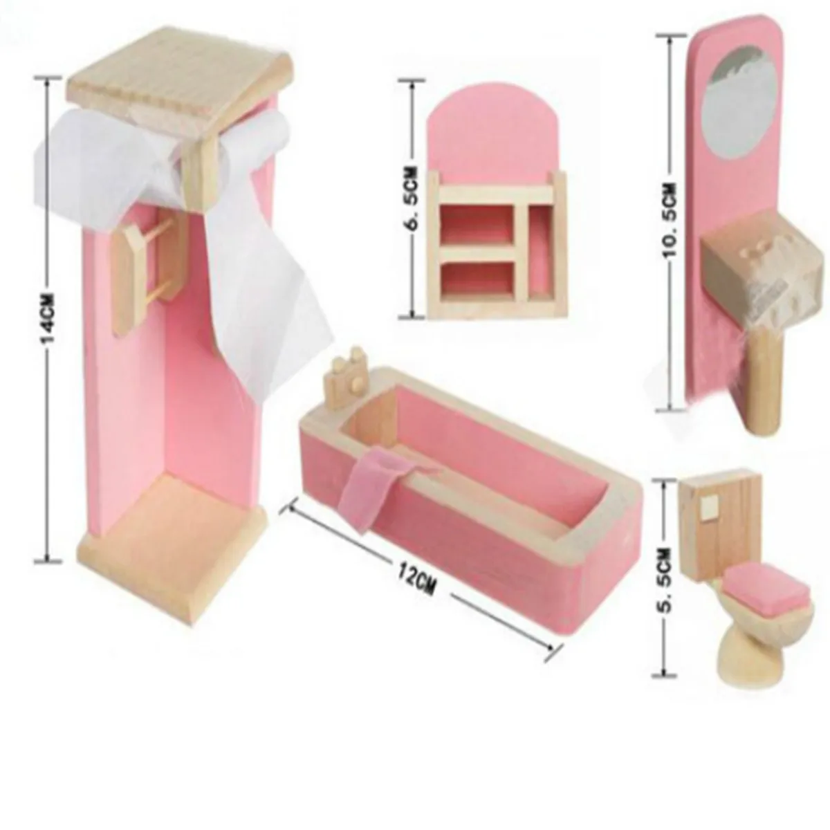 Ensemble de meubles miniatures en bois, bricolage, maison faite à la main, salle de bain, cadeau pour enfants, Mini meubles miniatures en bois, maison, chambre à coucher