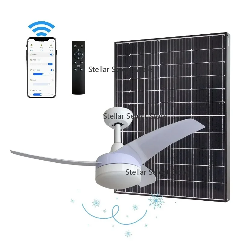 42inch BLDC Motor Home Courtyard Solar Ceiling Cooling Fan with LED Light and Remote Controller