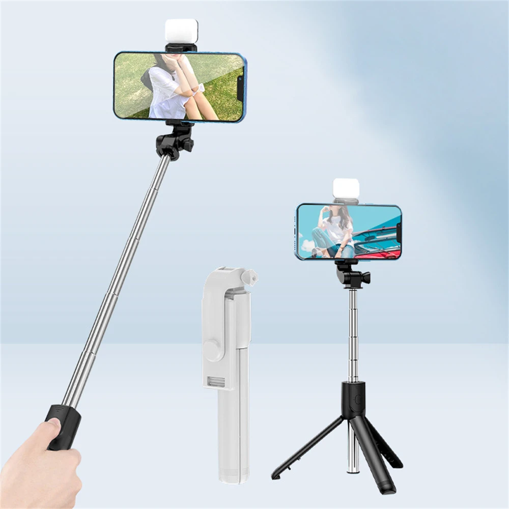 New Foldable LED Light Selfie Stick Color Mini Tripod 740mm Long Extended Live Steam Phone Stand For Vlog Tiktok Youtube Video