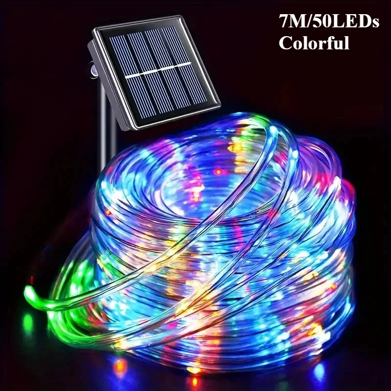 LED Solar String Lights Tuin Waterdichte Tube Rope Lamp Kerst Garland Fairy Lights Voor Outdoor Vakantie Huisdecoratie