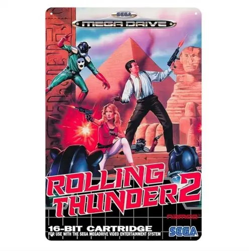 Rolling Thunder 2 Mega Drive Retro Video Game Metal Poster Tin Sign 20*30cm-Aluminum