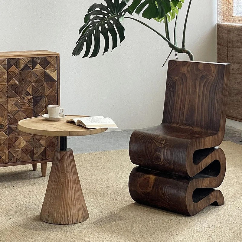 Special-shaped ornament decorative chair, solid wood creative S-shaped back chair