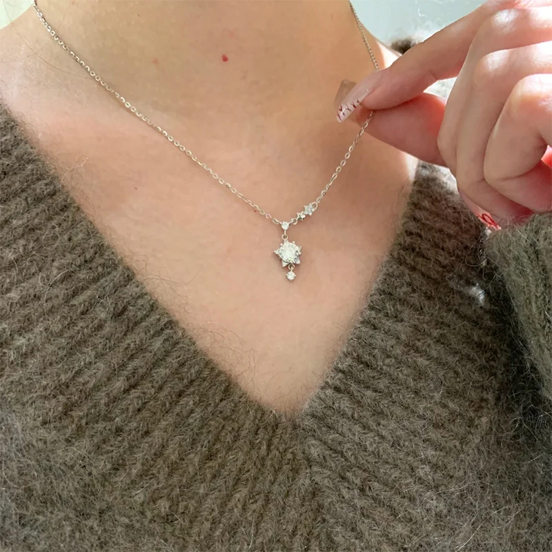 Rrjzz 6,5 mm 1,0 ct runde D-Farbe Moissanit-Anhänger-Halskette für Damen, luxuriöser, funkelnder, verträumter Stern-Sonnen-Glanz-Halskettenschmuck – Detail 17