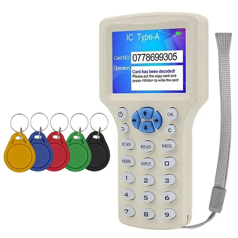 ABZZ-RFID Smart Card Reader +5XUID Keychain RFID Duplicator 125K 13.56Mhz IC/ID Key Writer RFID Programmer Key Replicator