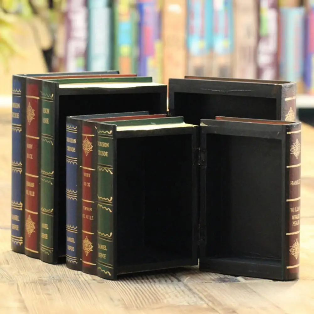 Fake Book Decoration Ornaments, Flips-Top Hollow Storage Design, Vintage Decorative Storage Box, for Coffee Table, Bookshelf