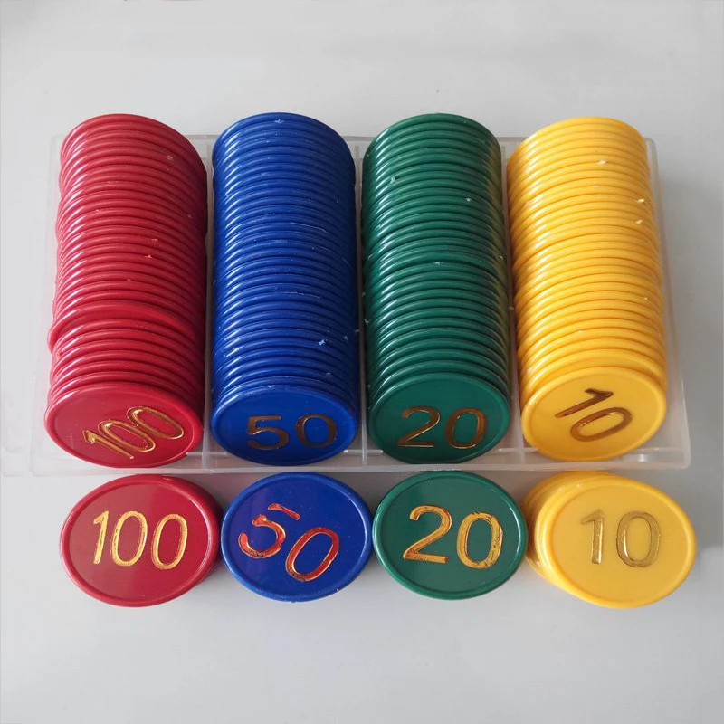 Chip Set 80 pieces, 160 pieces, double-sided gilded digital chips, mahjong and poker game tokens, plastic chip coins MJJ55