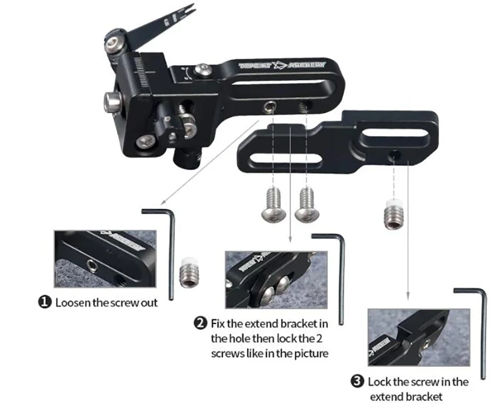 Topoint TP826 Arrow Rest With Extend Bracket Four-way Adjustment For Any arrow Compound Bow Archery Hunting Shooting accessory