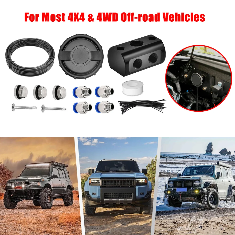 170112 Differential Axle Breather Kit Drivetrain Differentials Transmission Transfer Case Fit For Most 4X4 4WD Off-road Vehicles