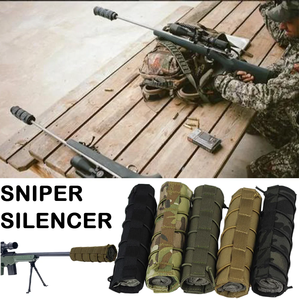 Tactical Sniper Camouflage Cover Gun Nylon Sound Suppression Cover Outdoor Hunting Shooting Camouflage Cylindrical Objects