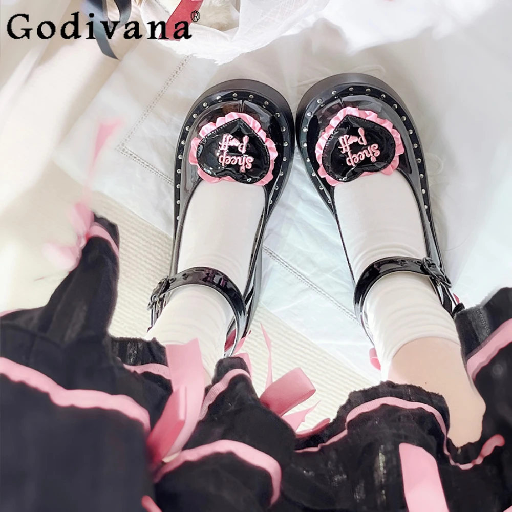 

Princess Summer Sweet Cute Lolita Shoes Commuter Casual Solid Color Bowknot Girls Single Shoes High Heels