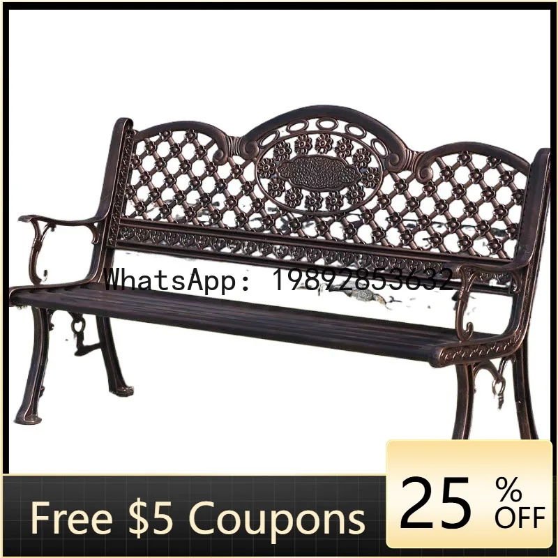 

Z5 Courtyard Cast Aluminum Long Chair Garden Square Backrest Chair Iron Art Park Chair