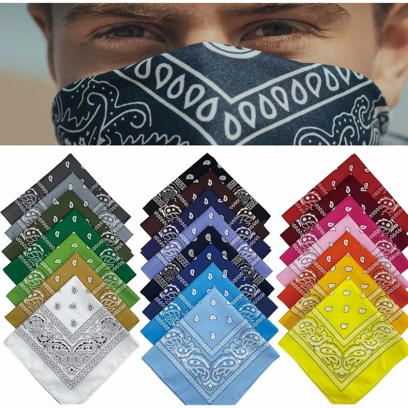 1/4/6pcs Fashion Cotton Headscarves Multi-Functional Paisley Decorative Square Scarf Paisley Pattern Outdoor Sports Belt Unisex