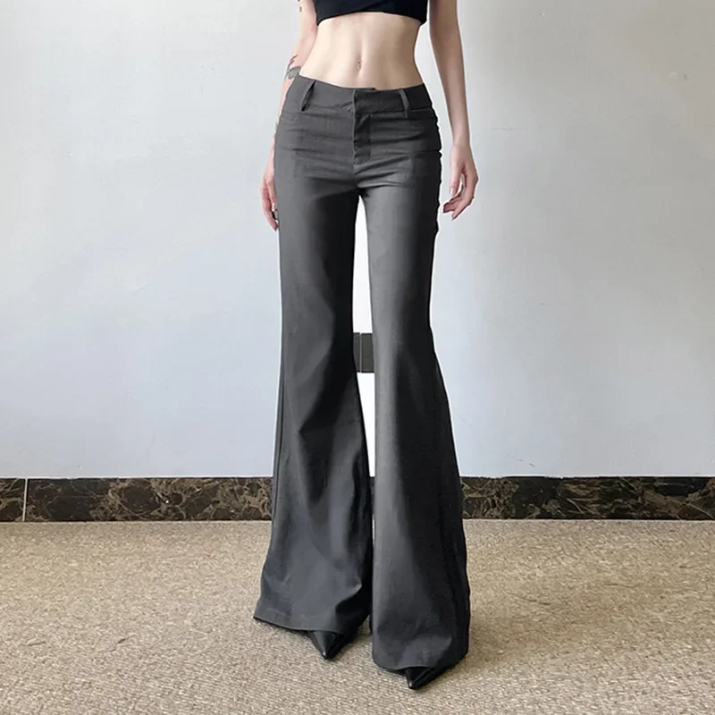 New basic solid color casual suit pants low waist slim and thin Spice Girl versatile straight trousers