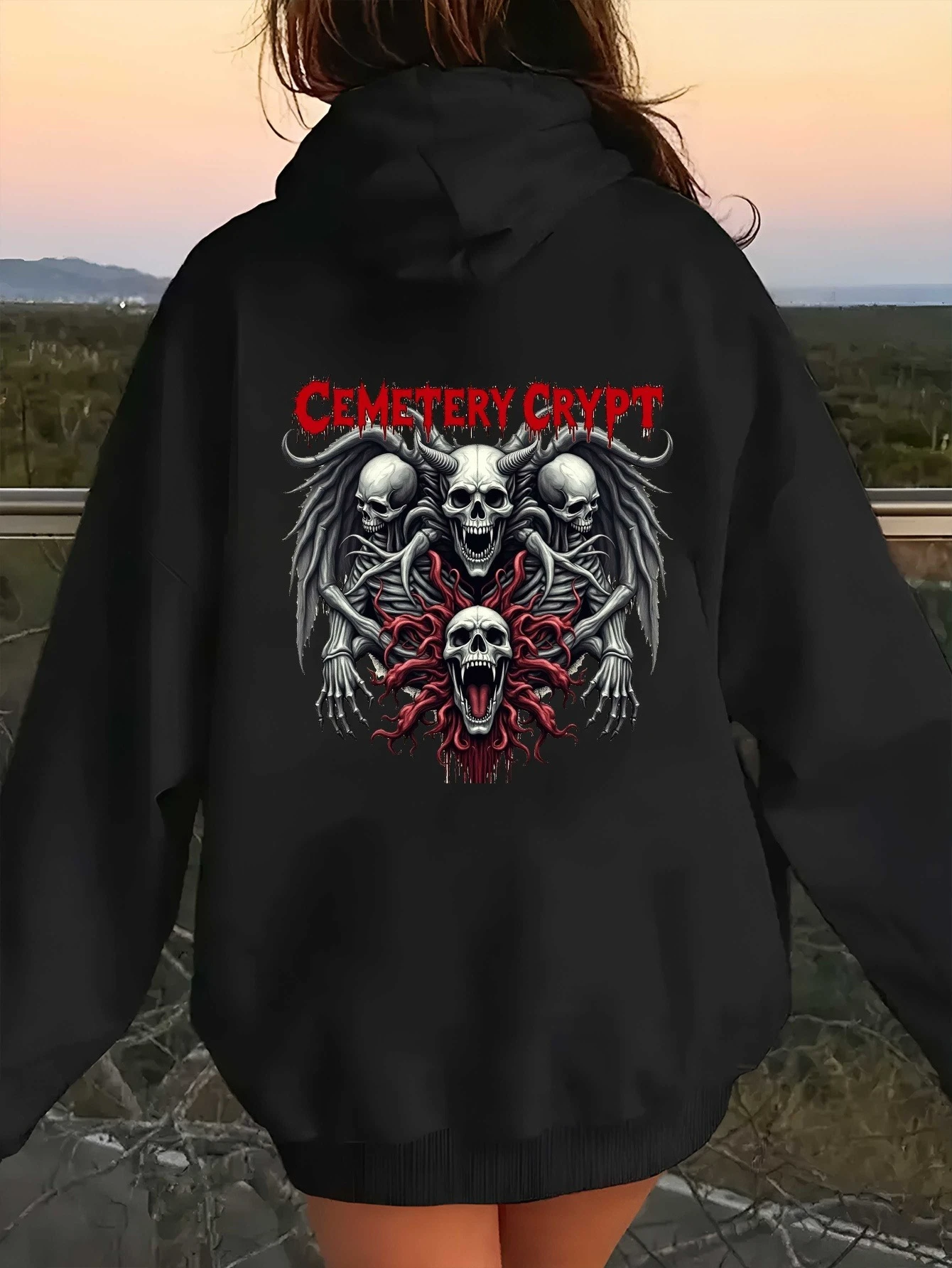 

Skull Graphic Print Autumn and Winter Men's and Women's Hoodies Casual Loose Outdoor Street Sports Training Brand Fashion Trend