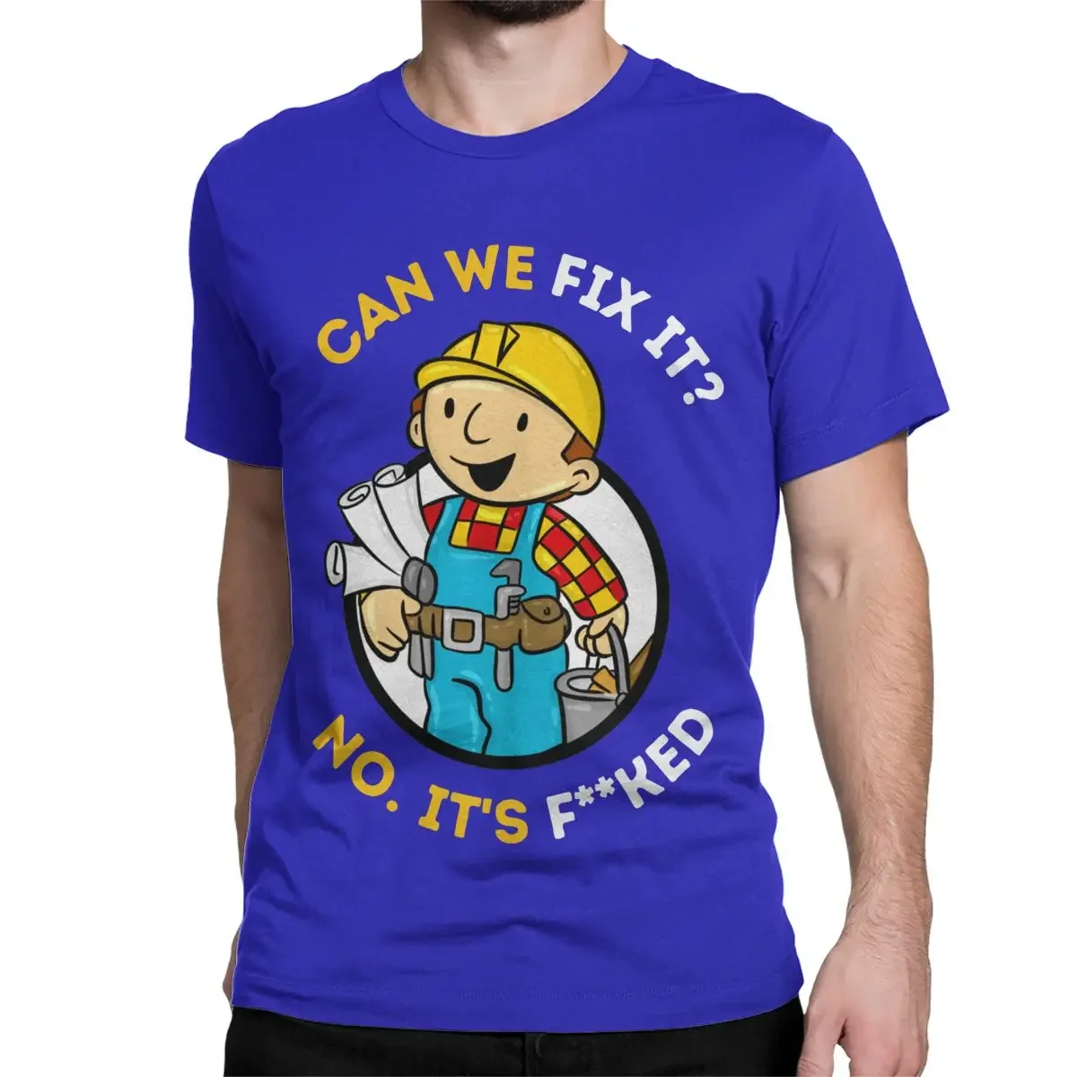 Cotton Plus Size Clothes Bob The Builder Men style T Shirt Can We Fix It  Repair Man Crazy Tees Short Sleeve Crewneck T-Shirts