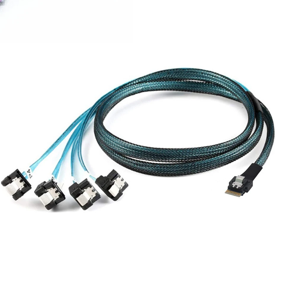 PCIE Slimline SAS 4.0 38pin SFF-8654 4i to 4 SATA female 90 degree wiring harness