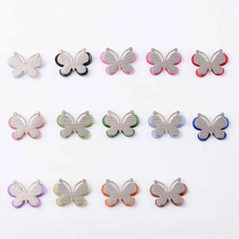 20pcs 2.2*2.8CM Silver Resin Alloy Flatback Butterfly Button For DIY Clothing Applique Metal Wedding Embellishment Jewelry Craft