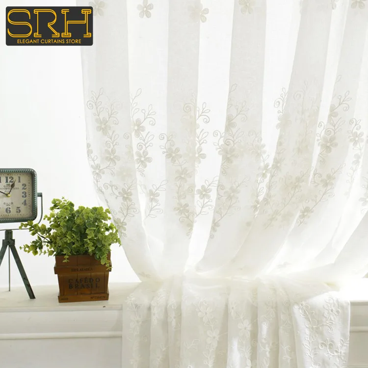 

Modern Minimalist Curtains for Living Dining Room Bedroom Idyllic Embroidery Fabric White Tulle Fashion Custom French Window