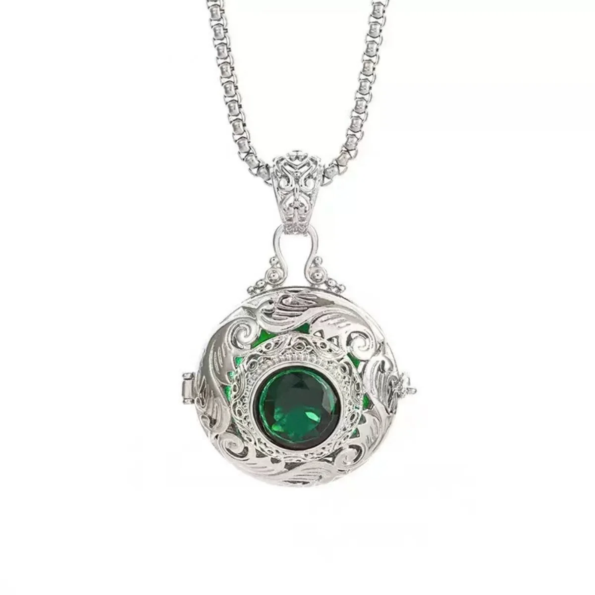 Hot Geometric Hollow Entwined Pattern Round Zircon Pendant Necklace Trendy Retro Versatile High-end Openable Jewelry Gift