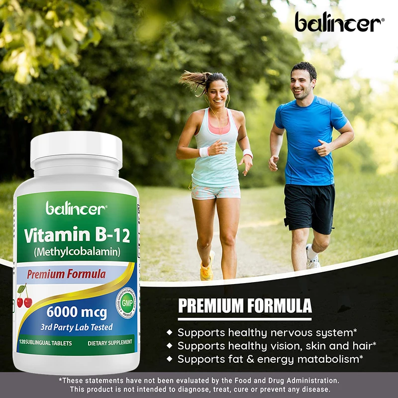 Balincer-suplemento de vitamina B-12 6000mcg, soporta un sistema nervioso saludable y la función central, energía y soporte inmunológico