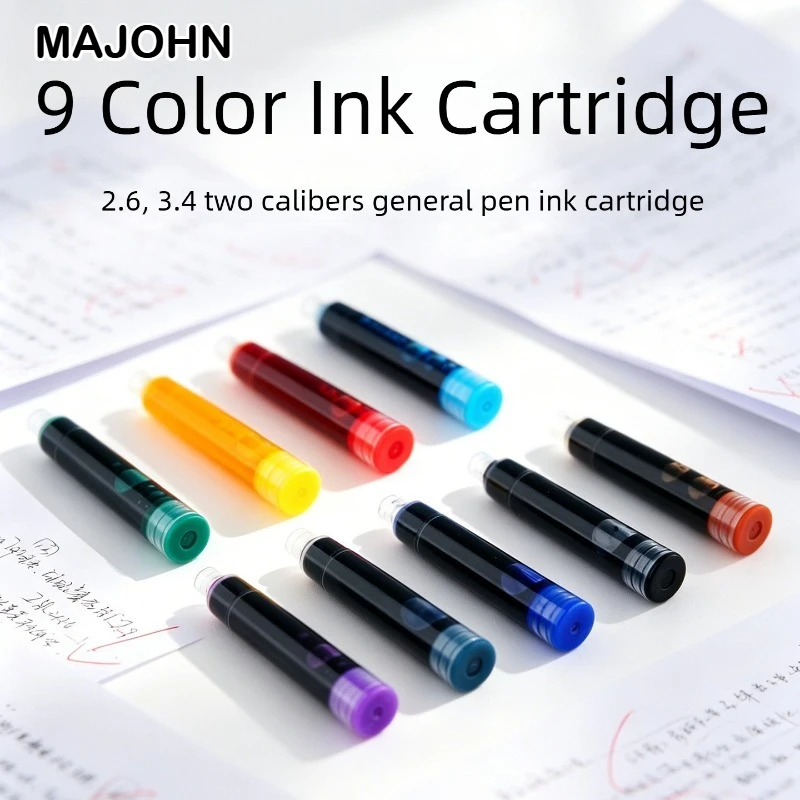 

30/6 PCS Majohn 9 Colors 2.6/3.4mm Ink Cartridge 37mm Fountain Pen Ink School Office Supplies Stationery for Hongdian JINHAO