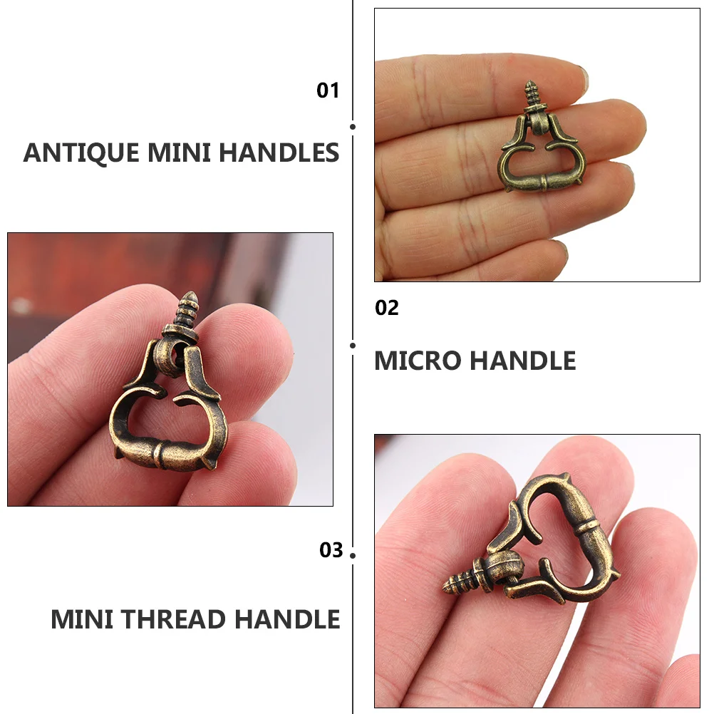 

10Pcs Mini Drawer Handles Retro Zinc Alloy Small Cabinet Door Pullers Micro Thread Knobs for Wardrobe Cupboard Furniture