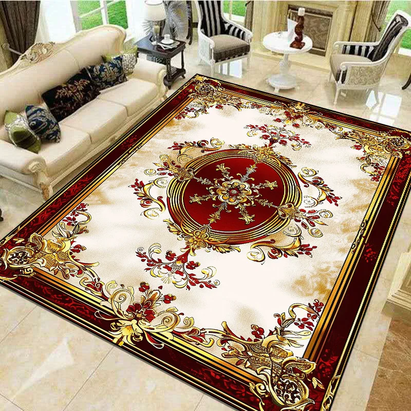 Retro European Large Area Rugs Living Room Luxury Decoration Home Hall Sofa Side Carpets Non-slip Bedroom Cloakroom Floor Mat 러그