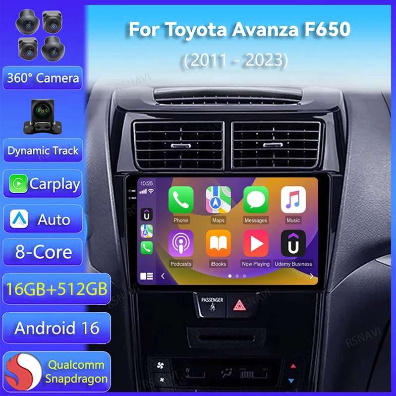 Radio para Auto Android 16 con Carplay para Toyota Avanza F650 2011 2012 - 2023, Navegación DSP, Reproductor Estéreo de Video 2Din, Unidad Principal con GPS
