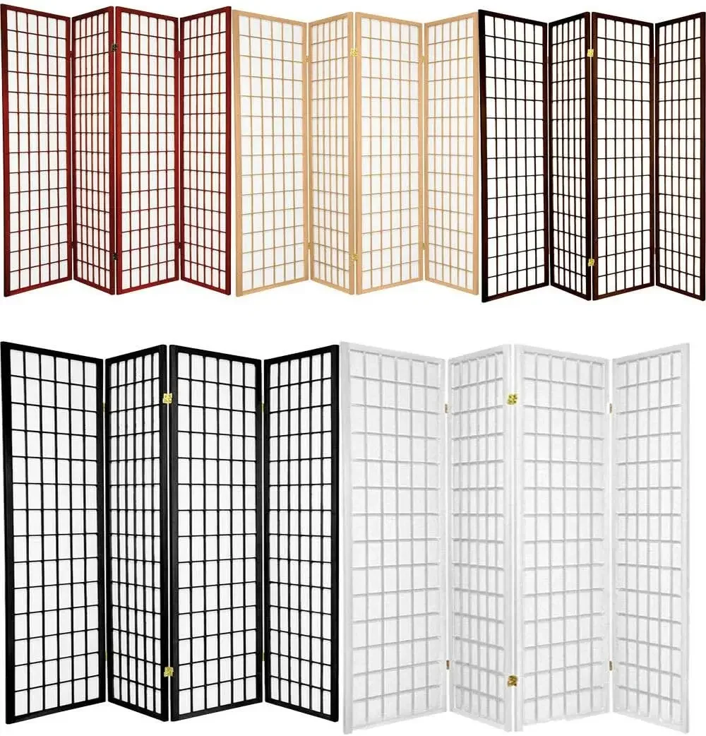 Furniture Japanese Style 4 Panels Wood Shoji Room Divider Screen Oriental for Home/Office (Natural)