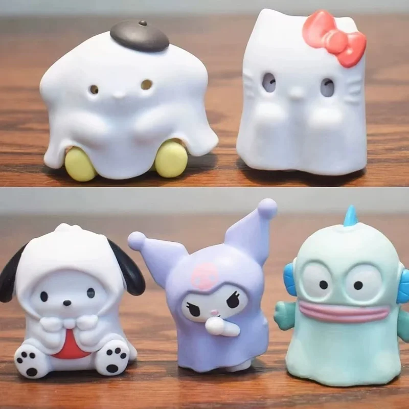 

Фигурки аниме Ghost Cinnamoroll Kuromi Mini Kawaii, экшн-фигурка, милое украшение для рабочего стола, модель игрушки, идеальные подарки на день Хэллоуина