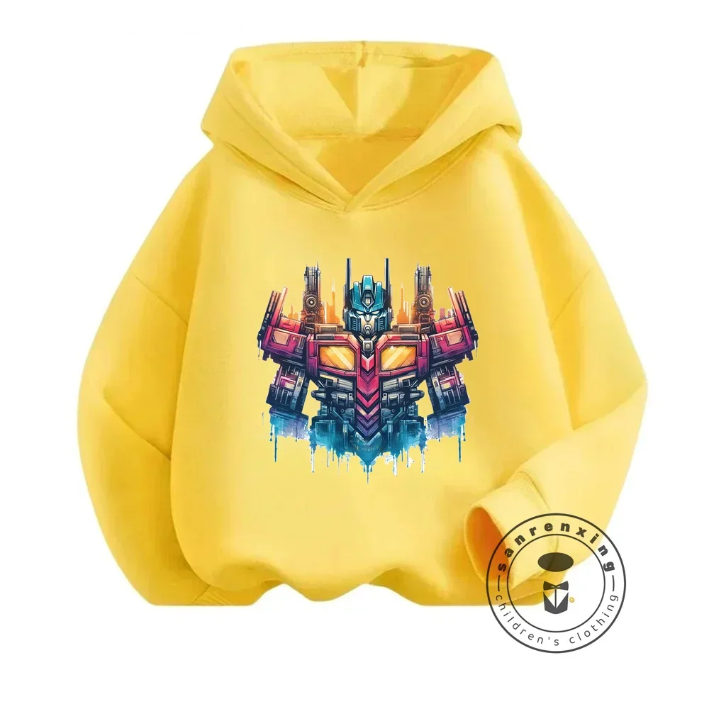 Autumn Children Casual New Transformers Sweatshirts Printed Pullover Boy Girl Kid Hooded Hoodies Streetwear Fashion Baby Clothes