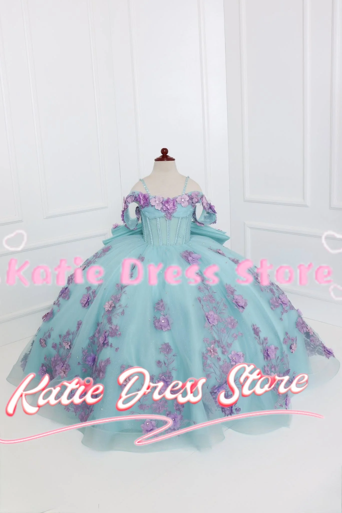 Elegant Customized Flower Girl Dress for Wedding Tulle Puffy Applique with Bow Kids Birthday Party First Communion Ball Gowns
