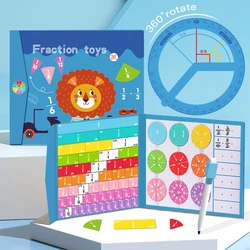 Kids Magnetic Fraction Math Montessori Toys Wooden Fraction Book Set Arithmetic Teaching Aid Kids Educational Learning Toys