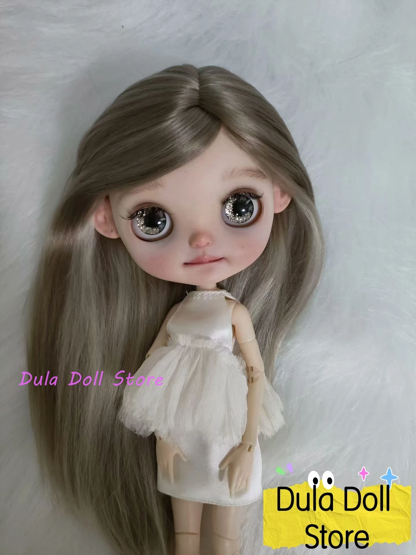

Парики Dula Doll для Blythe Qbaby, натуральные мохеровые прямые волосы, жесткие швы для головы 9-10 дюймов