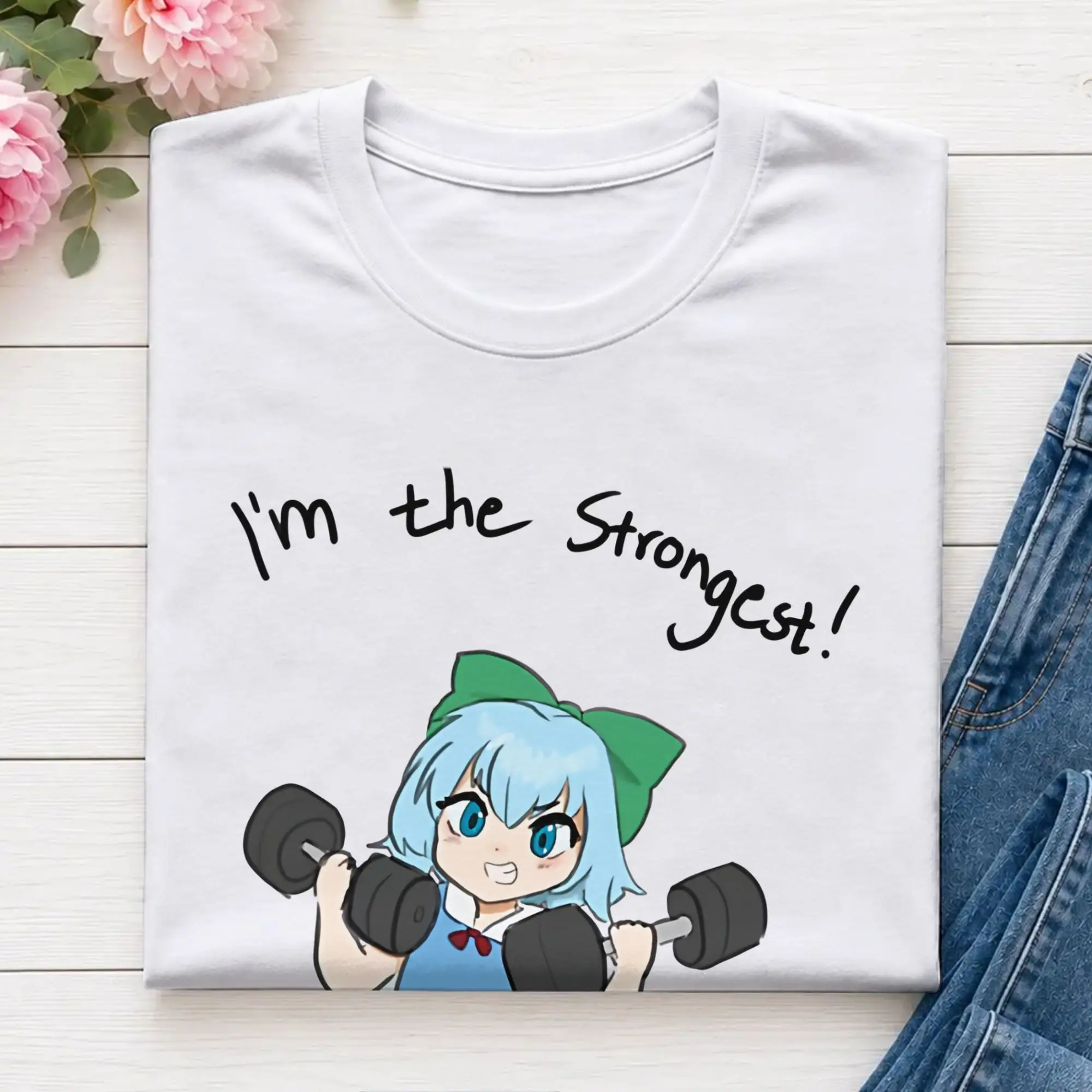 Vintage T-Shirt Summer Cirno Fitness  Fashion T Shirts Touhou Project 100% Cotton Tee Shirt for Men Y2K Basic Plus Size Tees