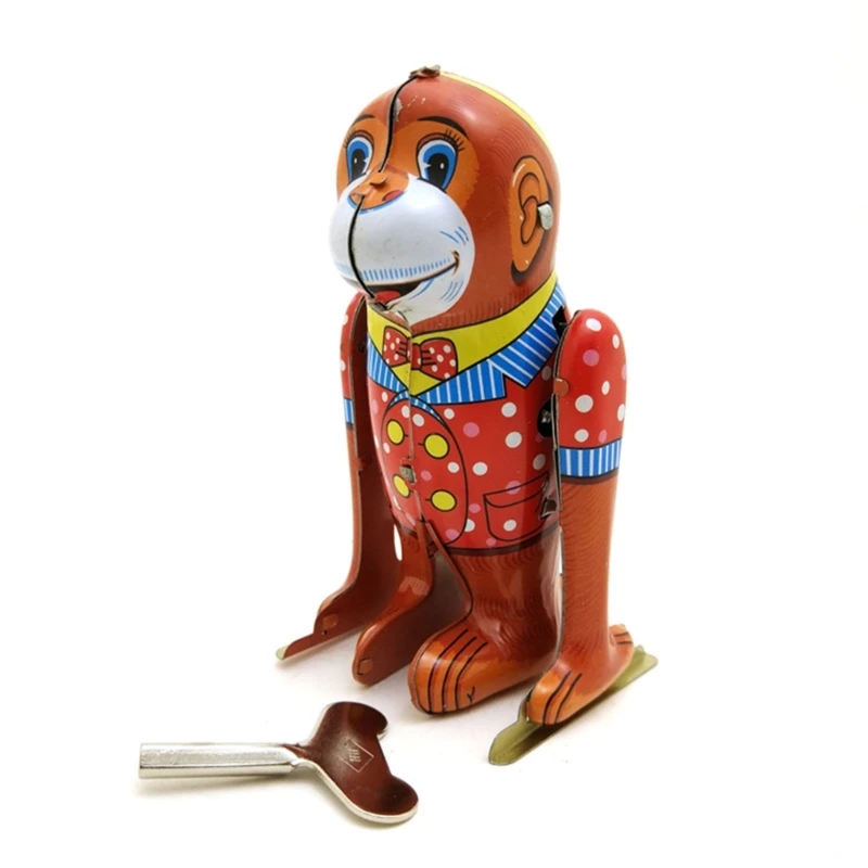 Winding-up Toy Circus Monkey Iron Figurine Monkey Model Bedroom Desktop Decor