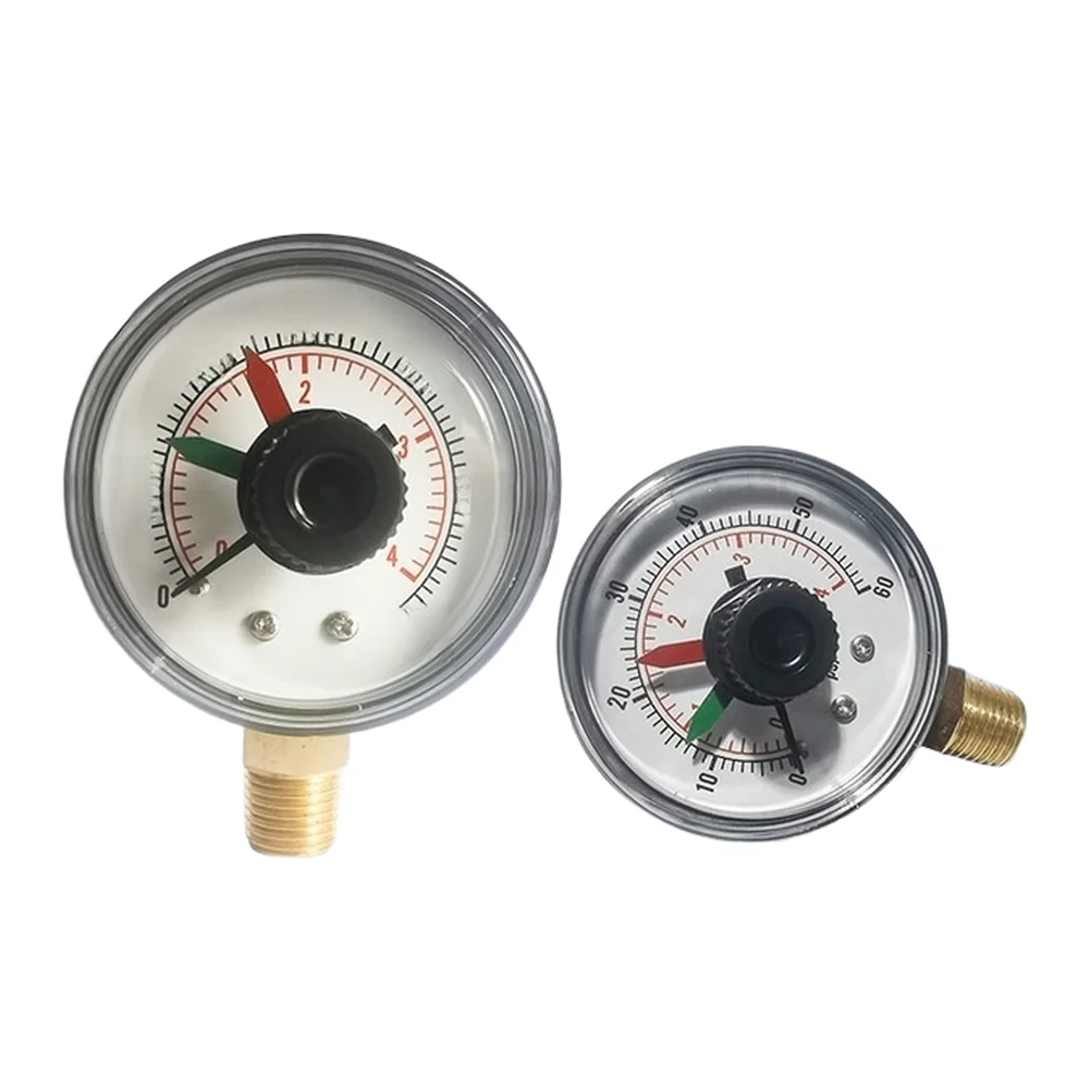 YN50 Radial Pressure Gauge with Red Green Dual Pointers for 0 to 4 BAR Industrial Vacuum Applications NPT 1/4 Thread