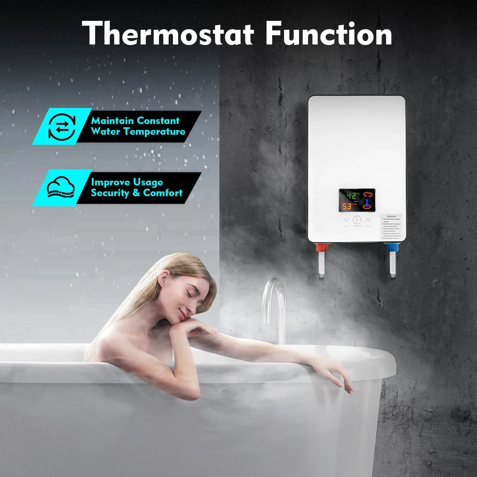 

Whole House Electric Tankless Instant Water Heater with Shower Head 4500W 110V